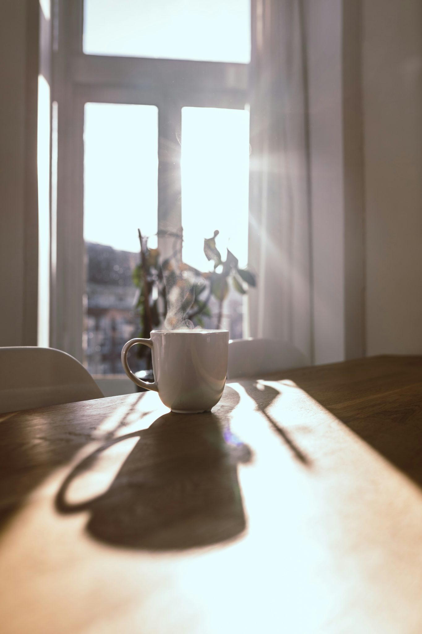 aircon winter Gold Coast — a Gold Coast homeowner considering their morning comfort on a cool winter day